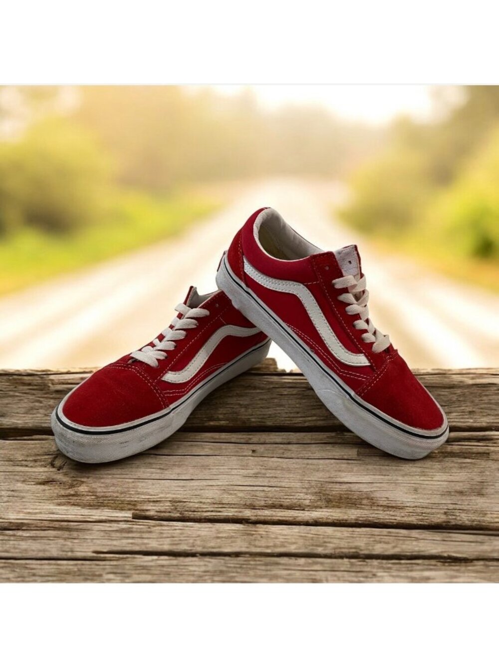 Vans Old Skool Red & White Classic Canvas Sneakers Women 6.5 Men 5 Unisex - Picture 3 of 11